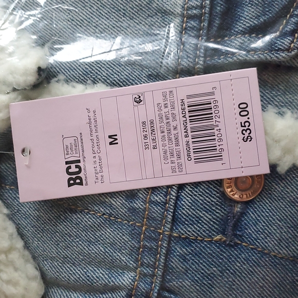 Wild Fable Crop Blue Denim Button Up Jean Jacket With Sherpa Lining New With Tag - Picture 5 of 8